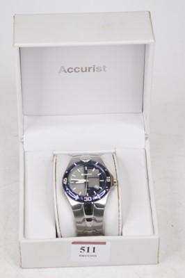Lot 511 - A gentleman's Accurist steel cased wrist watch...