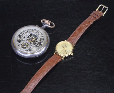 Lot 499 - A gent's nickel cased pocket watch, showing...