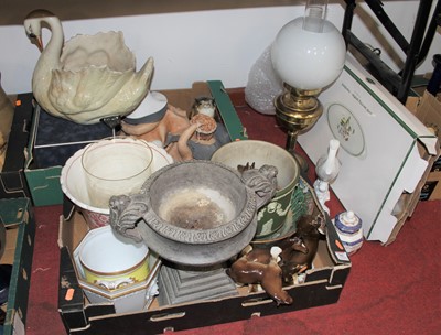 Lot 703 - Two boxes of ceramics and other items, to...