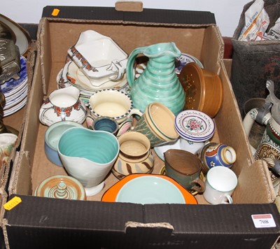 Lot 708 - A box of ceramics, to include Crown Ducal Art...