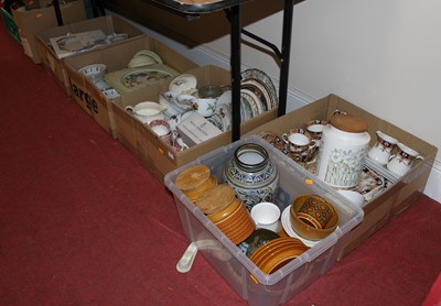 Lot 612 - Six boxes of ceramics to include a pottery...