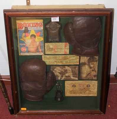 Lot 616 - A reproduction boxing display containing...