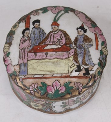Lot 576 - A Chinese Canton porcelain table box and cover,...