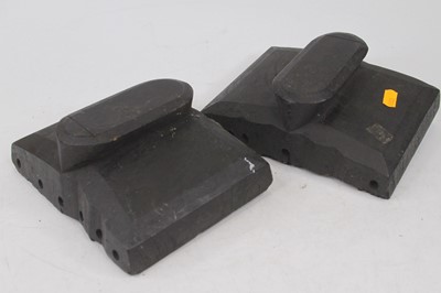 Lot 592 - A pair of carved hardwood part printing blocks,...