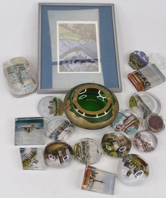 Lot 596 - A collection of glass paperweights, each...