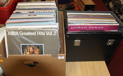 Lot 725 - Two boxes of vintage 12" vinyl records, to...