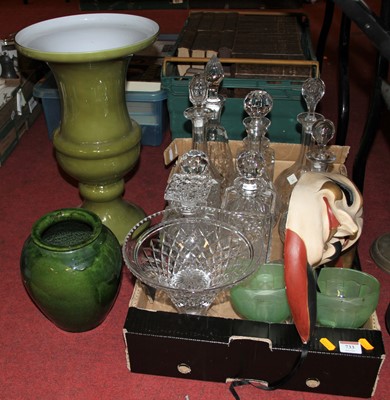 Lot 733 - A collection of glass decanters, to include...