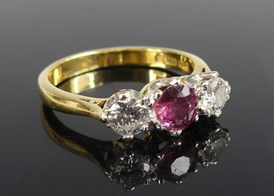 Lot 2754 - An 18ct yellow and white gold, pink tourmaline...