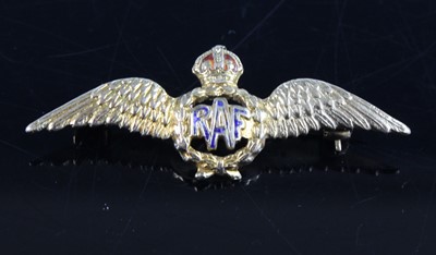 Lot 46 - A yellow metal and enamelled R.A.F. sweetheart...