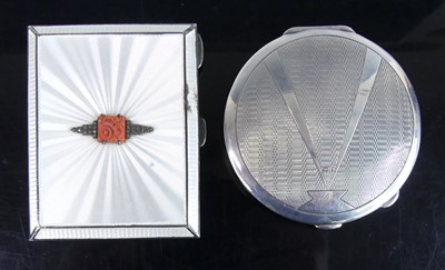 Lot 566 - An Art Deco silver and guilloche enamel...