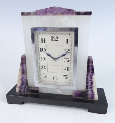 Lot 611 - An Art Deco blue-john, pale agate and slate...