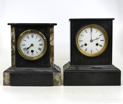 Lot 44 - A Victorian black slate cased mantel clock, of...
