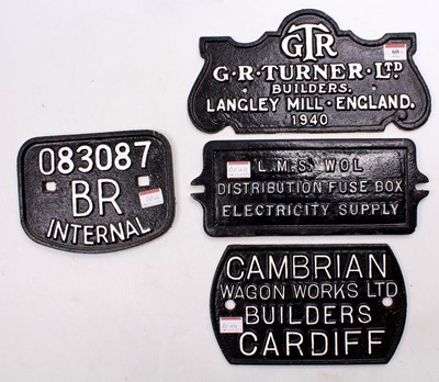 Lot 60 - 4x cast iron repainted signs, to include...