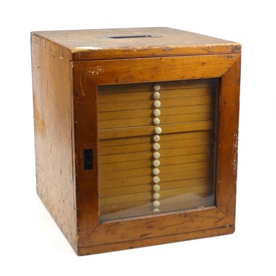 Lot 27 - An early 20th century stained pine microscope...