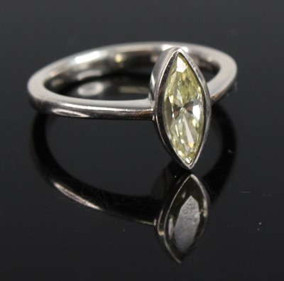Lot 280 - A contemporary platinum diamond solitaire ring,...