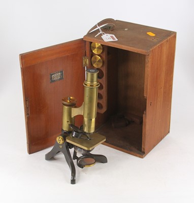 Lot 12 - A 19th century lacquered brass monocular...