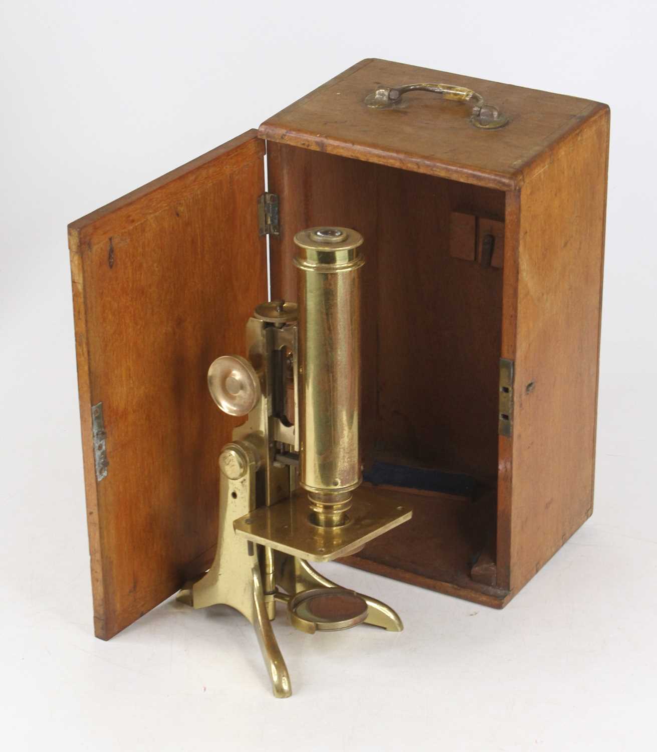 Lot 15 - A late 19th century lacquered brass monocular...