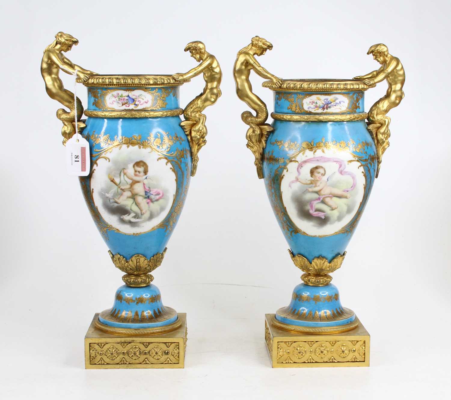 Lot 81 - A pair of late 19th century Servres style gilt...