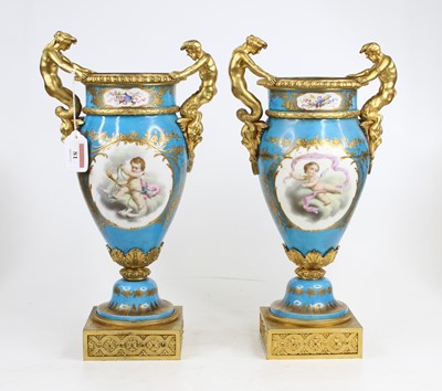 Lot 81 - A pair of late 19th century Servres style gilt...