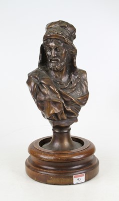 Lot 93 - A cast bronze head and shoulders portrait bust...