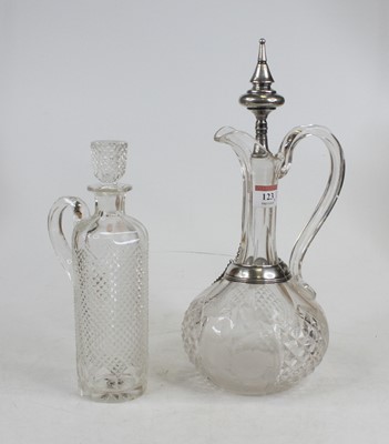 Lot 123 - A continental cut glass claret jug having...