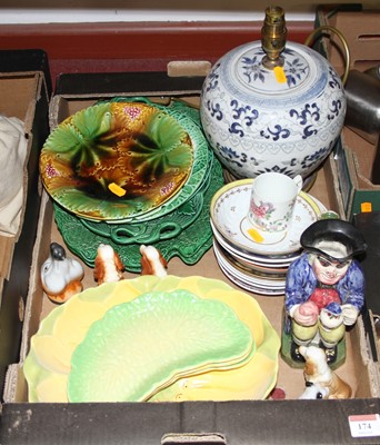Lot 174 - A box of ceramics to include Chinese jar &...
