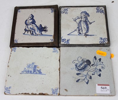 Lot 569 - Four 18th century and later blue & white Delft...