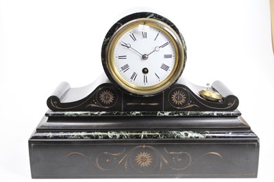 Lot 153 - A late 19th century polished black slate drum...