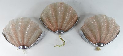 Lot 624 - A set of three Art Deco chromed metal and...