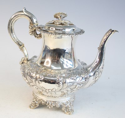 Lot 2098 - A Victorian silver teapot, of squat baluster...