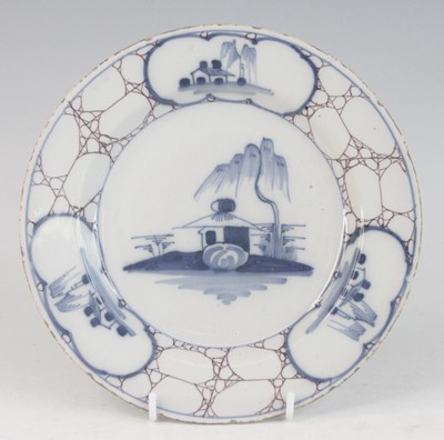 Lot 2027 - A Bristol Delftware plate, Temple Back, circa...