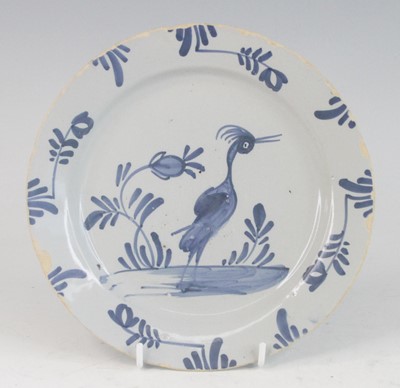 Lot 2028 - A Lambeth or Bristol Delftware plate, mid 18th...