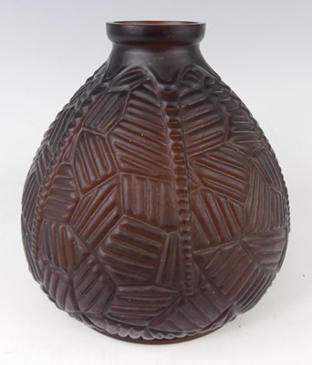 Lot 550 - A 1930s French moulded glass vase by Oreor, of...