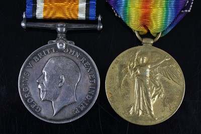 Lot 116 - A WW I British War and Victory pair, naming...