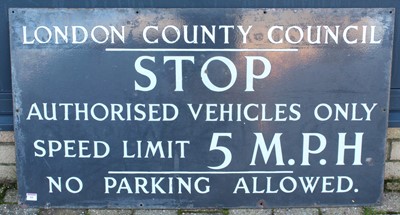 Lot 84 - A London County Council rectangular enamel...