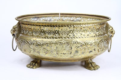 Lot 15 - A 19th century pierced brass jardiniere,...