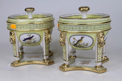 Lot 37 - A pair of Sevres style porcelain pot pourri,...