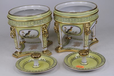 Lot 37 - A pair of Sevres style porcelain pot pourri,...