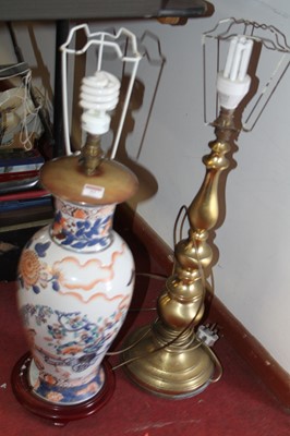 Lot 93 - A Chinese porcelain table lamp of baluster...