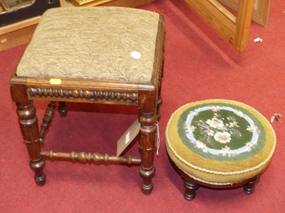 Lot 1275 - A late 19th century oak and floral tapestry...