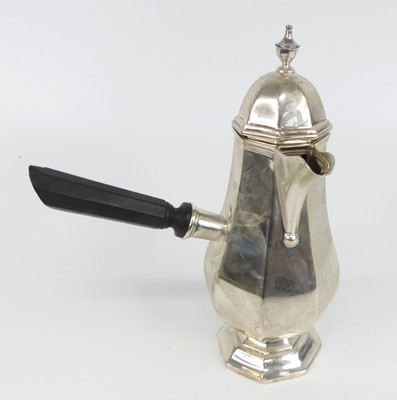 Lot 1196 - An Edwardian silver cafe au lait pot, of...