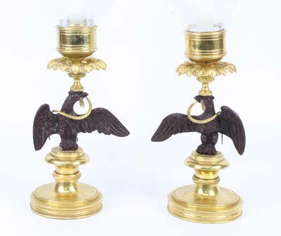 Lot 1375 - A pair of bronze and gilt brass pedestal...