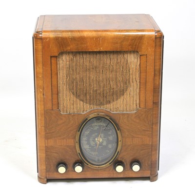 Lot 139 - A Ferguson walnut cased wireless receiver, mid-...