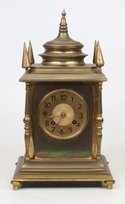Lot 1 - A 19th century brass eight-day mantel clock,...