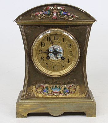 Lot 3 - A 19th century brass eight-day mantel clock,...