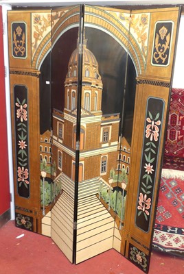 Lot 1170 - A decorative black lacquered polychrome...
