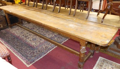 Lot 1297 - An extremely long rustic light oak plank top...