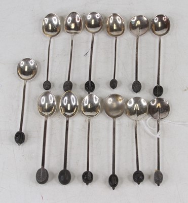 Lot 244 - Assorted silver coffee bean spoons, gross...