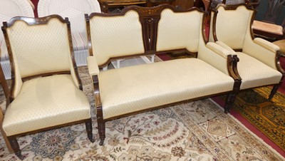 Lot 1324 - A late Victorian mahogany, satinwood and ivory...