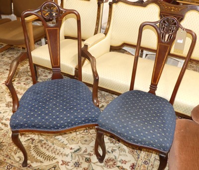 Lot 1327 - A late Victorian mahogany salon suite,...